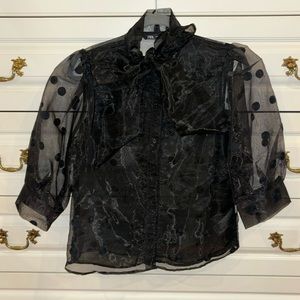 Zara black polka dot chiffon bow